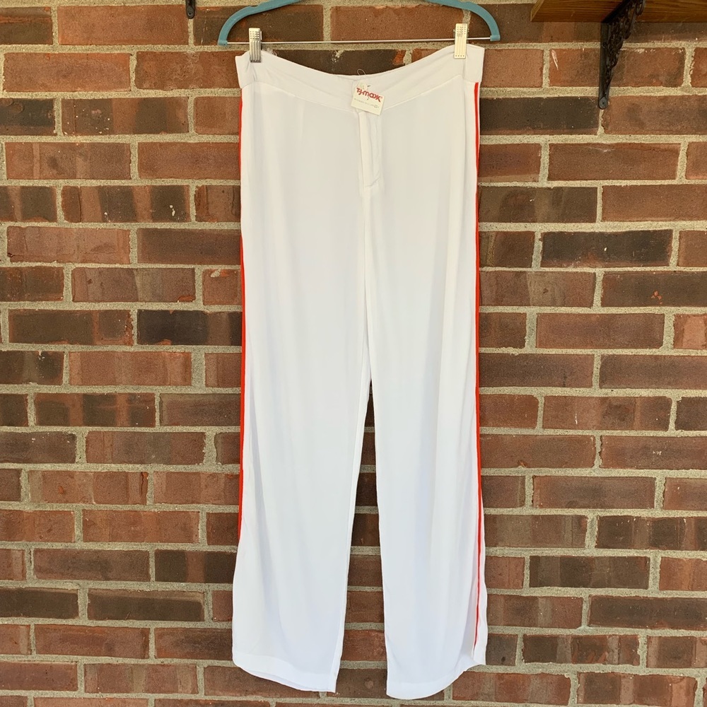 NWT Impulse white pants with red stripes
